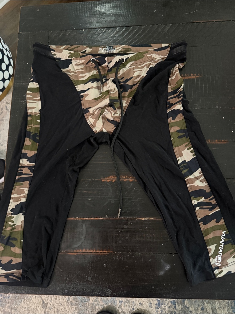 Mens Camo & Black Athletic Bottoms with Drawstring